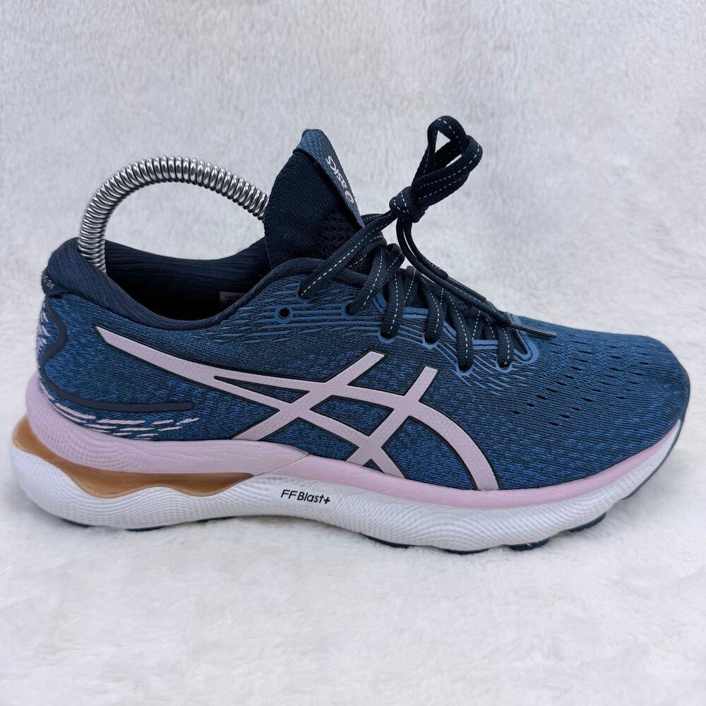 ASICS GEL-Nimbus 24 Womens Running Shoes French Blue Barely Rose Size 8